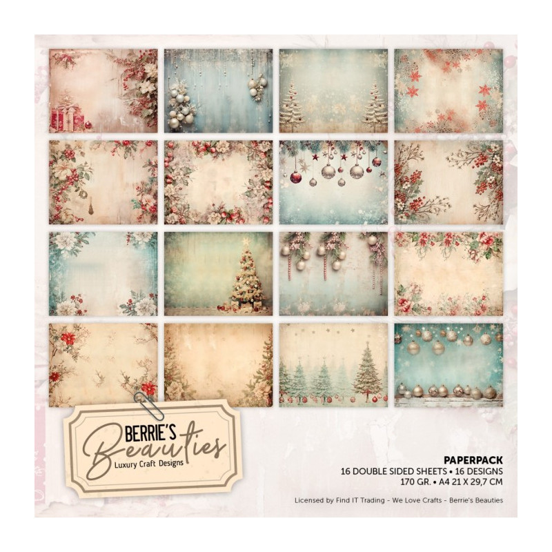 Berries Beauties - Papirpakke A4 - Shabby Chic Christmas - BBPPA410016