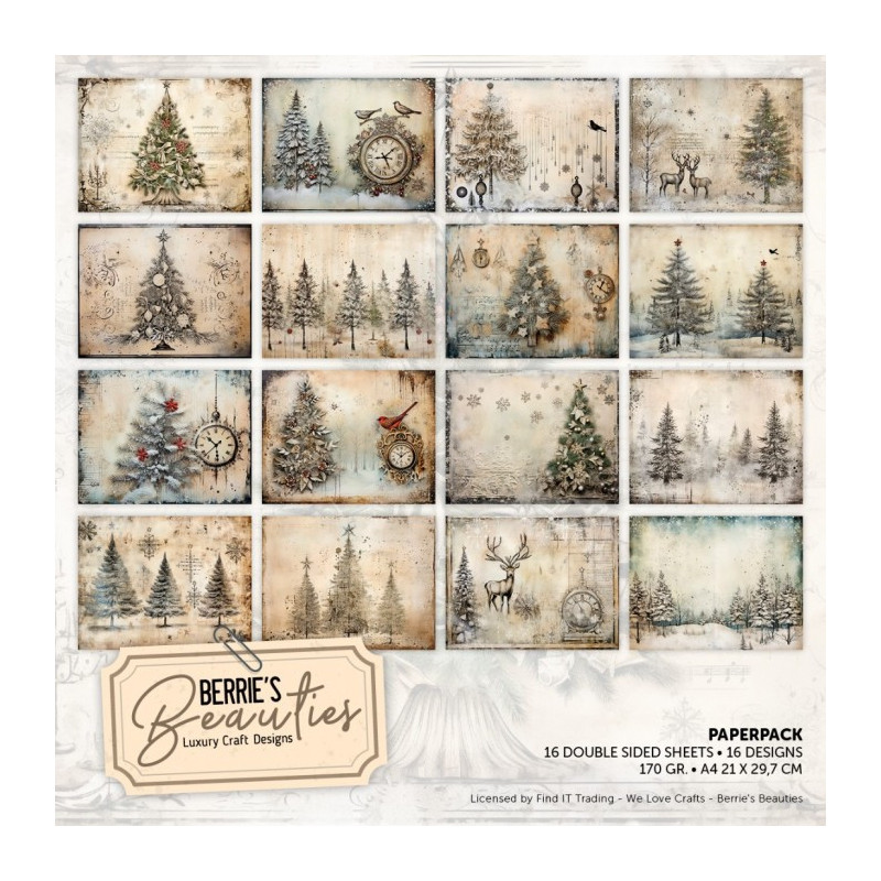 Berries Beauties - Papirpakke A4 - Christmas Trees - BBPPA410017