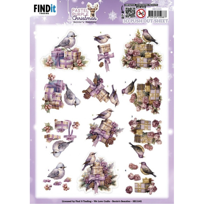 Pushout - Berries Beauties - Pastel Purple Christmas - Birds - SB11041