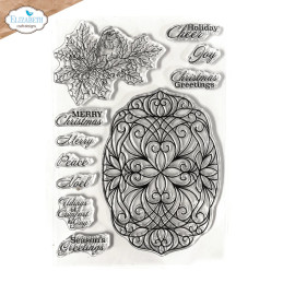 Elizabeth Craft Designs - Stamps - Paper Flowers - Festive Holly Sentiments