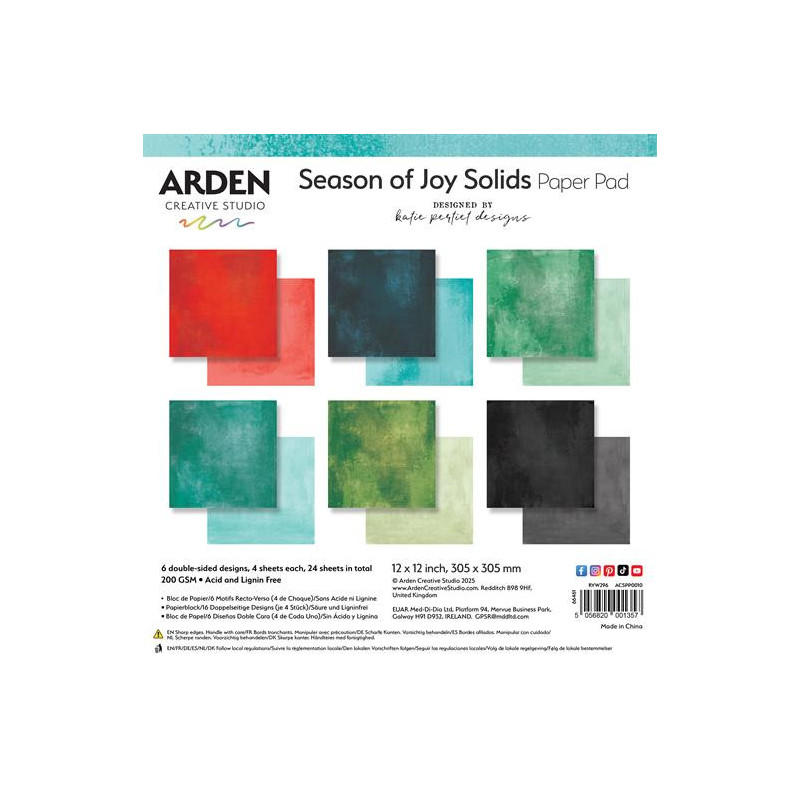 Arden Creative Studio - Papirblok 30x30 - Season Of Joy - Solids