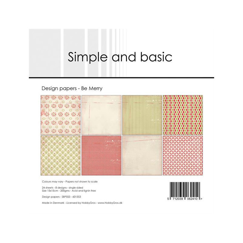 Simple And Basic - Papirpakke 15x15 - Be Merry - SBP553