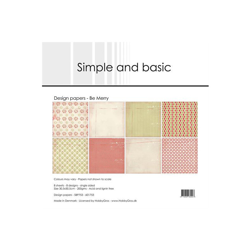 Simple And Basic - Papirpakke 30.5x30.5 - Be Merry - SBP753