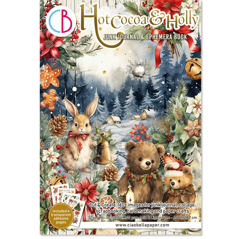 Ciao Bella - Junk Journal Ephemera Book A4 - Hot Cocoa & Holly