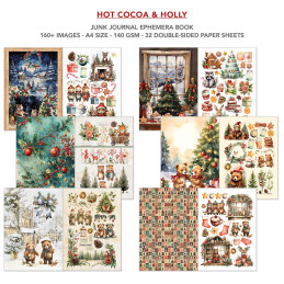 Ciao Bella - Junk Journal Ephemera Book A4 - Hot Cocoa & Holly