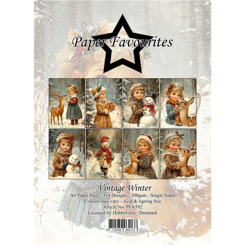 Paper Favourites - Papirpakke A6 - Vintage Winter - PFA592