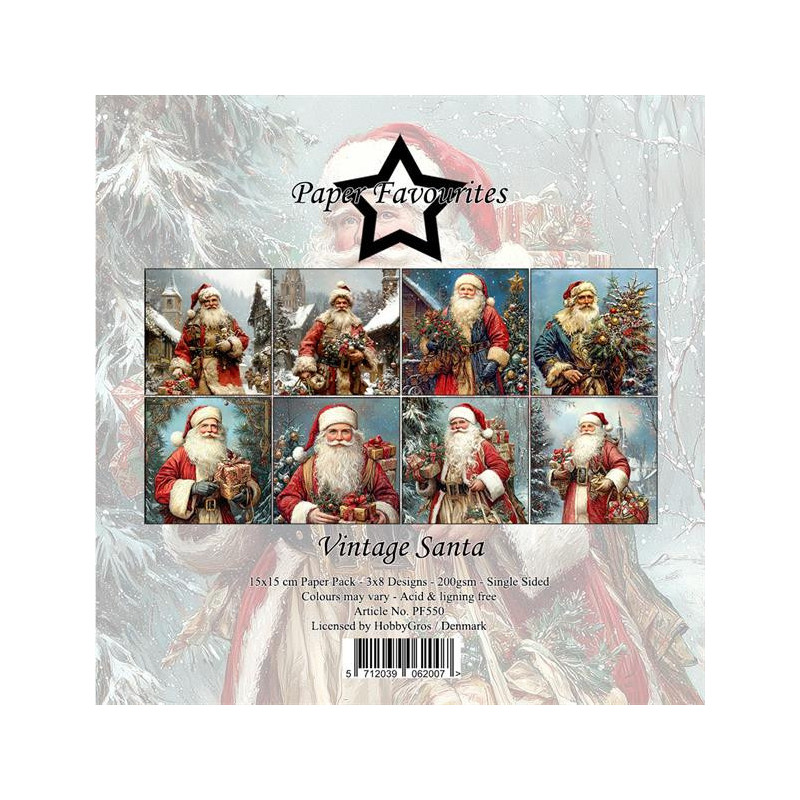 Paper Favourites - Papirpakke 15x15 - Vintage Santa - PF550