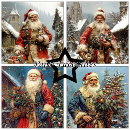 Paper Favourites - Papirpakke 15x15 - Vintage Santa - PF550