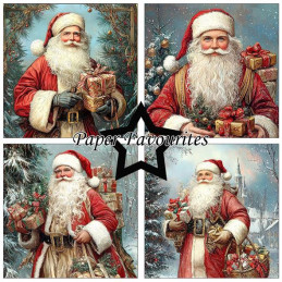 Paper Favourites - Papirpakke 15x15 - Vintage Santa - PF550