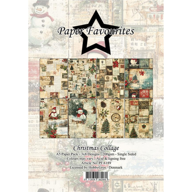 Paper Favourites - Papirpakke A5 - Christmas Collage - PFA189
