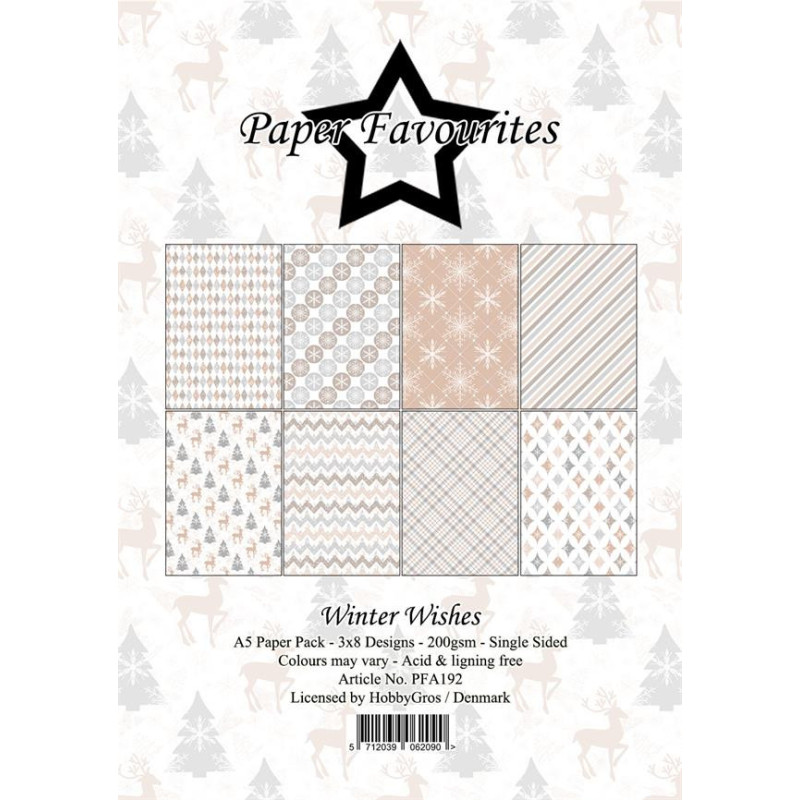 Paper Favourites - Papirpakke A5 - Winter Wishes - PFA192
