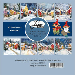 By Lene - Papirpakke 15x15 - Winter City - BLP068