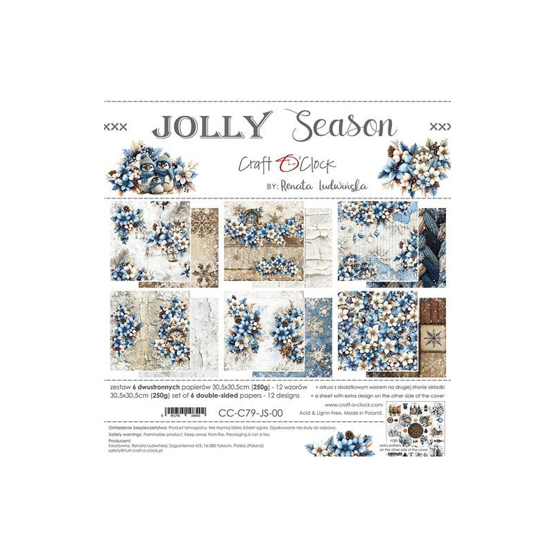 Craft O'Clock - Papirpakke 30x30 - Jolly Season