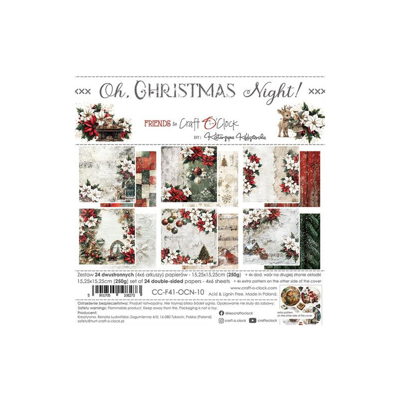 Craft O'Clock - Papirpakke 15x15 - Oh Christmas Night