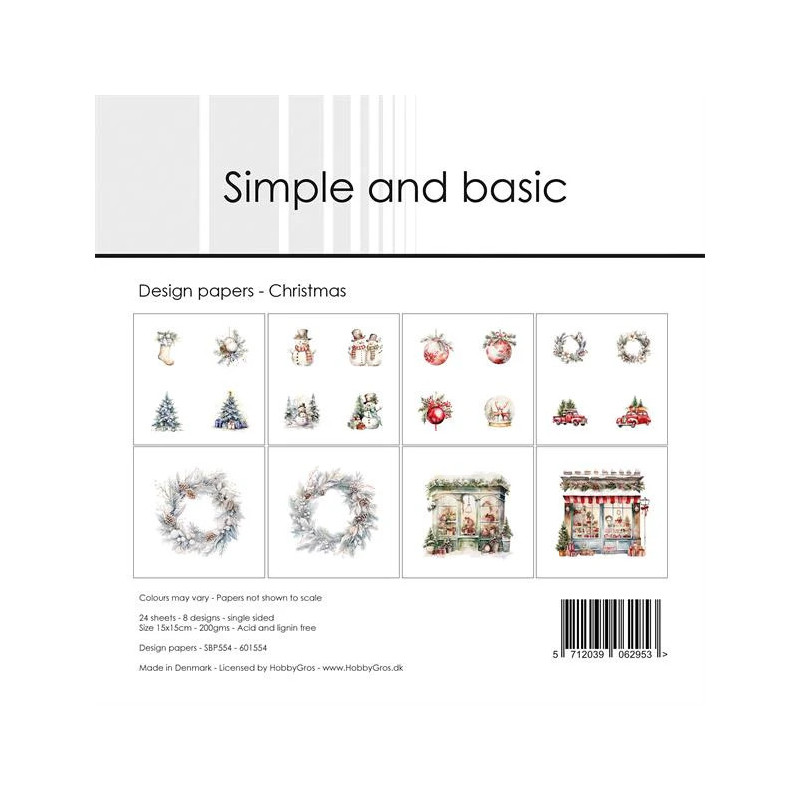 Simple And Basic - Papirpakke 15x15 - Christmas - SBP554