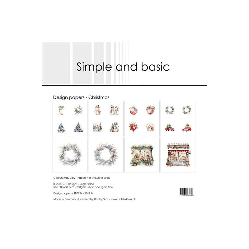 Simple And Basic - Papirpakke 30.5x30.5 - Christmas - SBP754