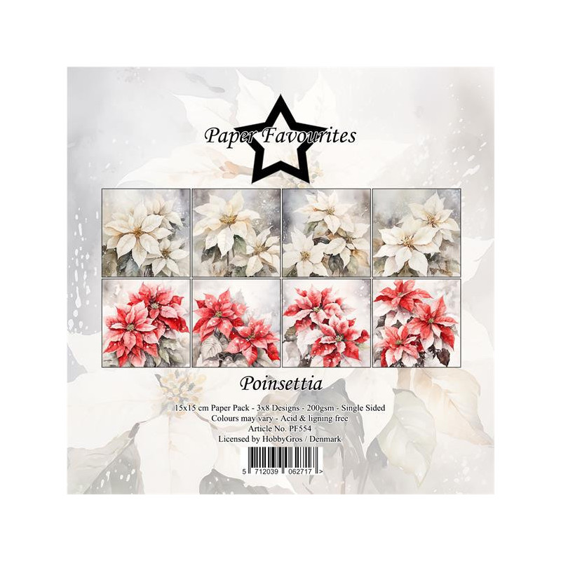 Paper Favourites - Papirpakke 15x15 - Poinsettia - PF554