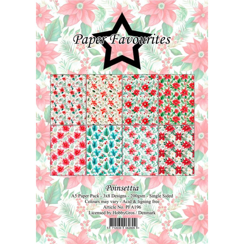 Paper Favourites - Papirpakke A5 - Poinsettia - PFA196