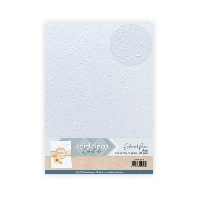 Card Deco Essentials - Embossed Paper - Baroque Charm - White