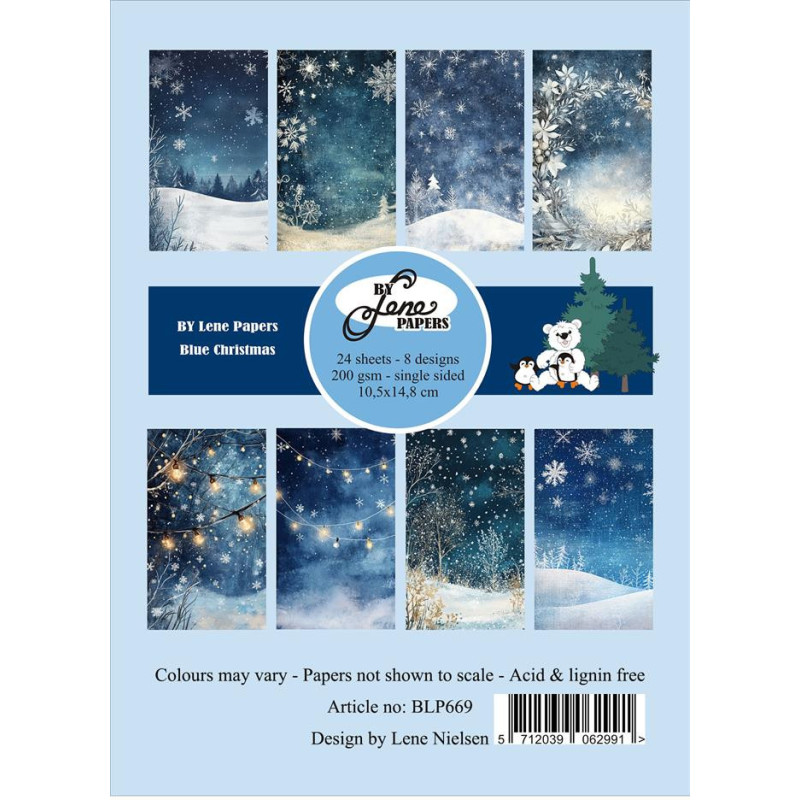 By Lene - Papirpakke A6 - Blue Christmas - BLP669