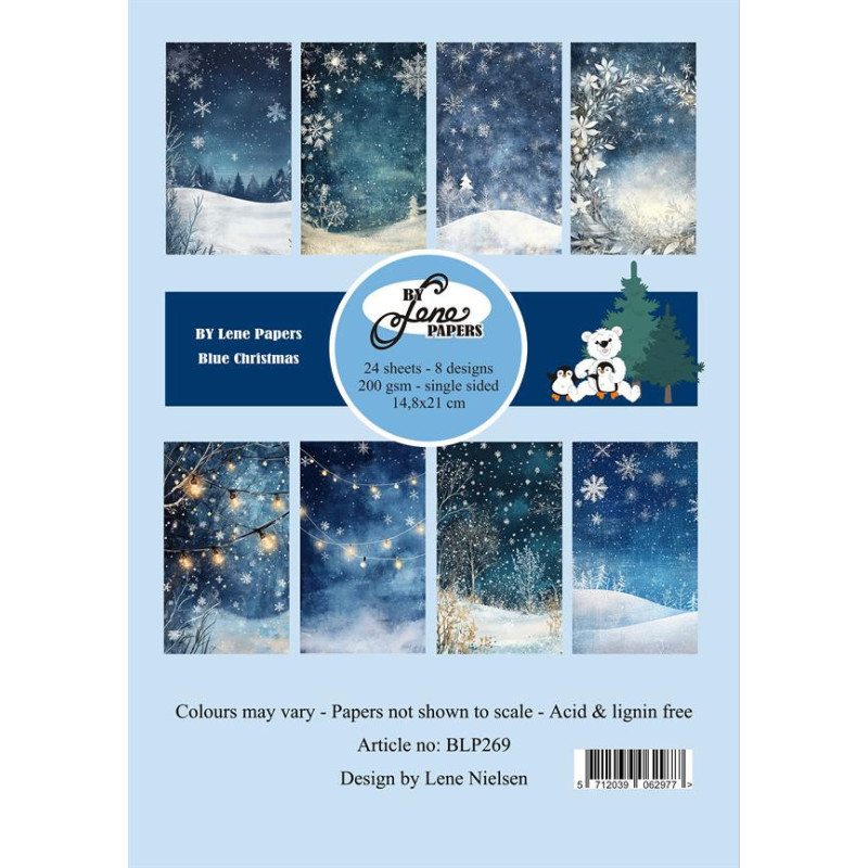 By Lene - Papirpakke A5 - Blue Christmas - BLP269