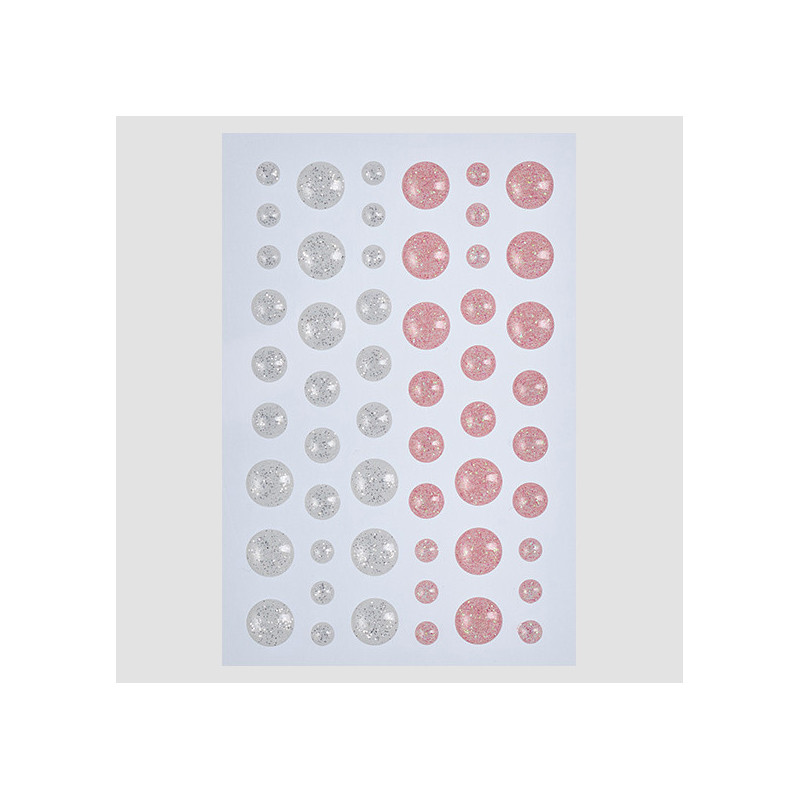 Design5 - Enamel Dots GLIMMER - Pearly Pink + Hvid - D500023ED