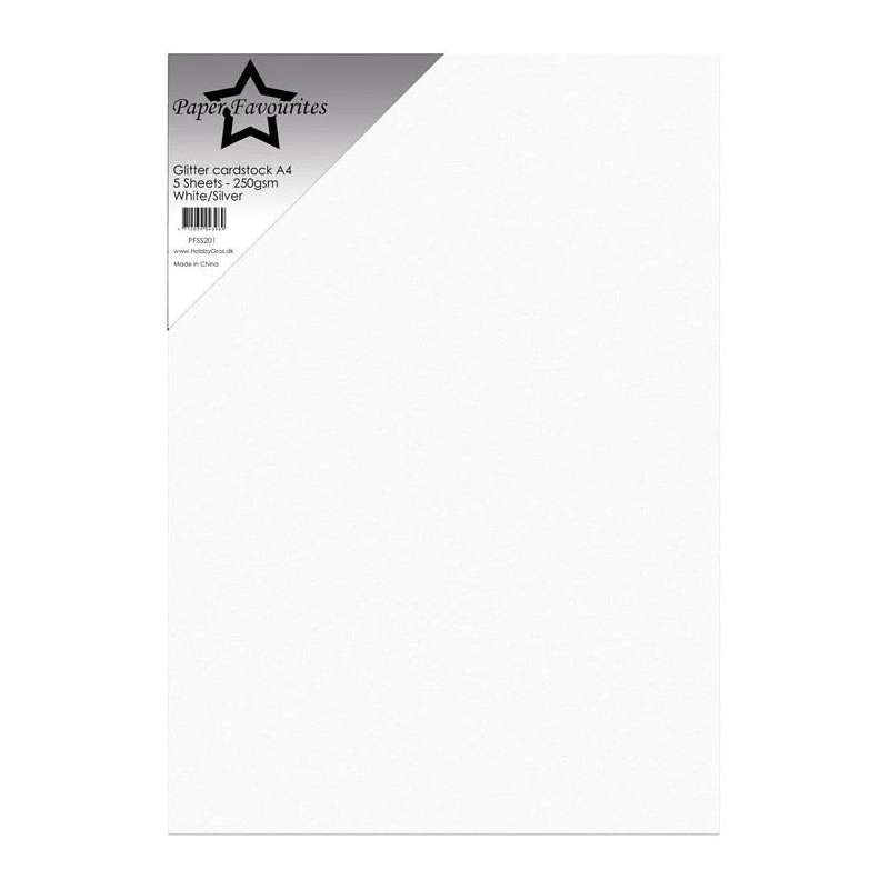 Paper Favourites - Glitter Cardstock - White/Silver (High Flash)