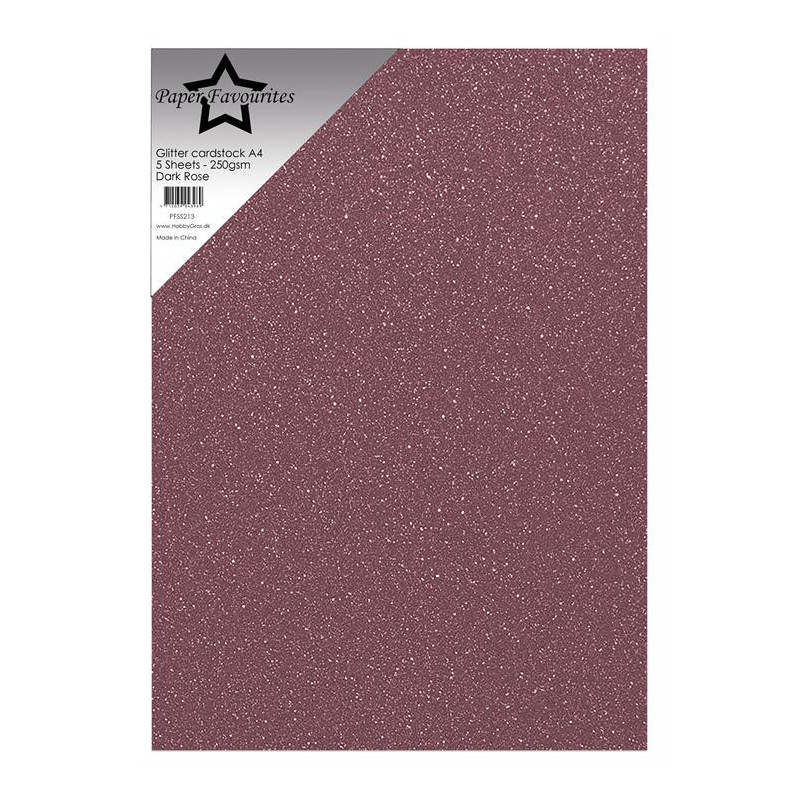 Paper Favourites - Glitter Cardstock - Dark Rose