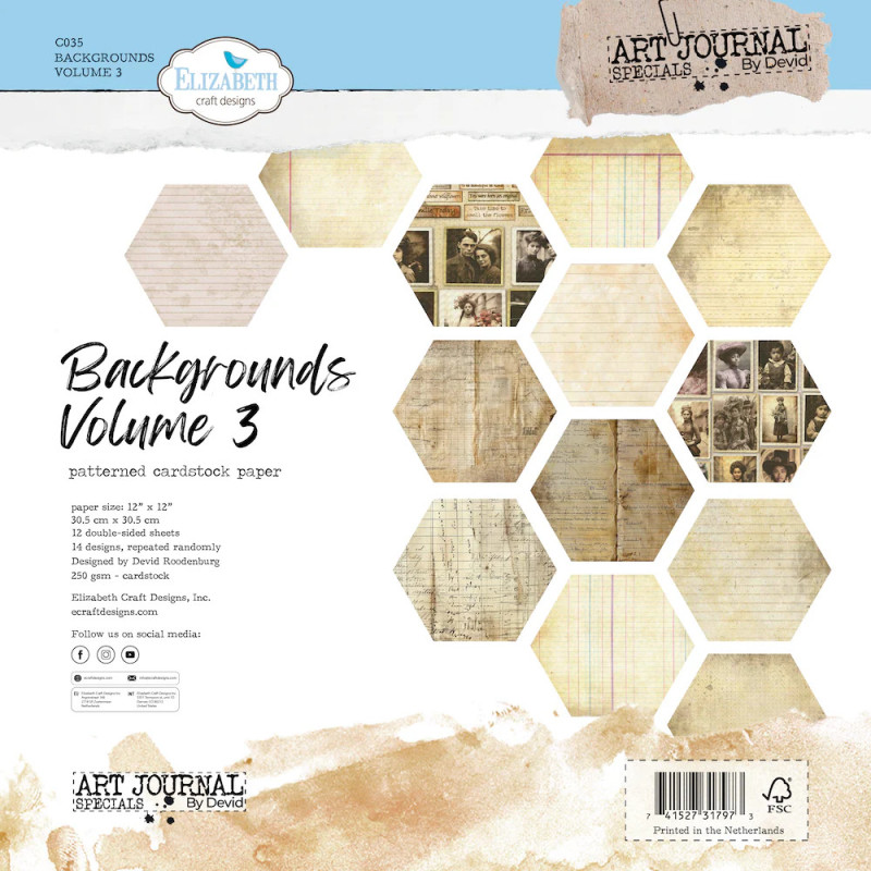 Elizabeth Craft Designs - Papirpakke 30.5x30.5 - Backgrounds Volume 3
