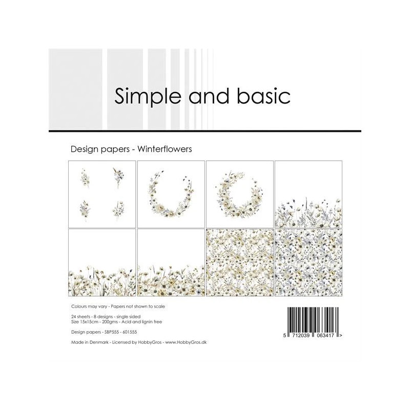 Simple And Basic - Papirpakke 30.5x30.5 - Winterflowers - SBP755