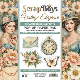 ScrapBoys - Pop Up Paper Pad - Double Sided Elements - Vintage Elegance
