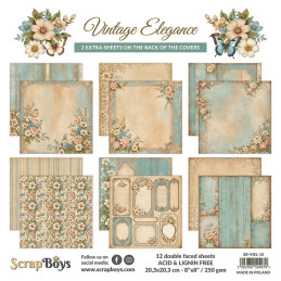ScrapBoys - Papirblok 20x20 - Vintage Elegance