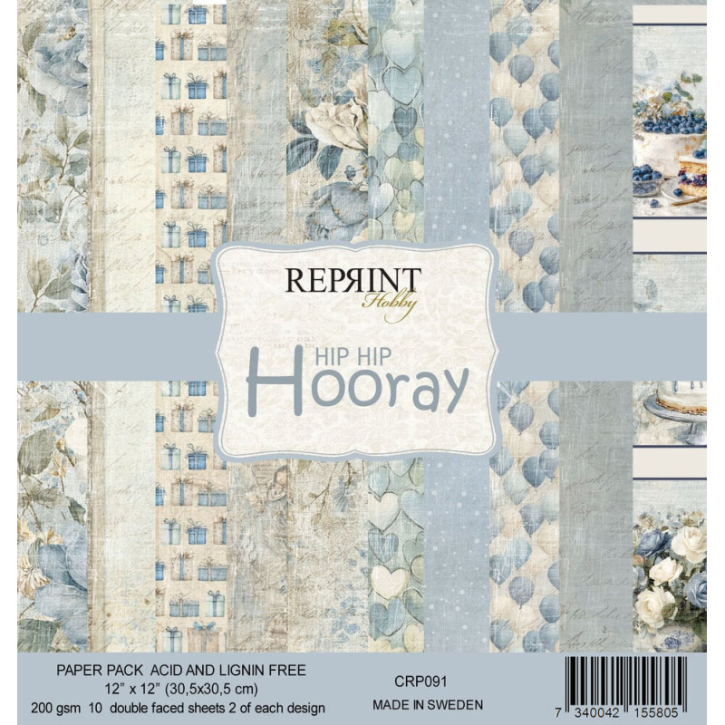 Reprint - Papirpakke 30x30 - Hip Hip Hooray - CRP091