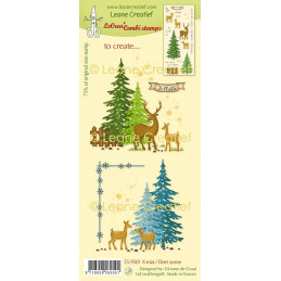 Leane Creatief - Clear Stamp - X-Mas Deer Scene - 55.9501