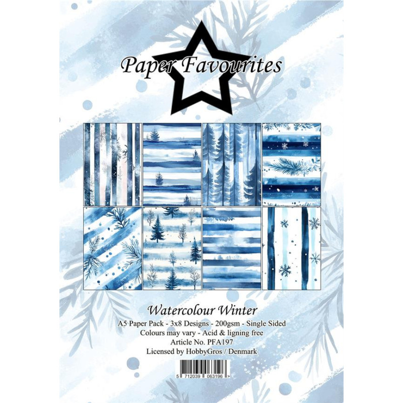 Paper Favourites - Papirpakke A5 - Watercolour Winter - PFA197