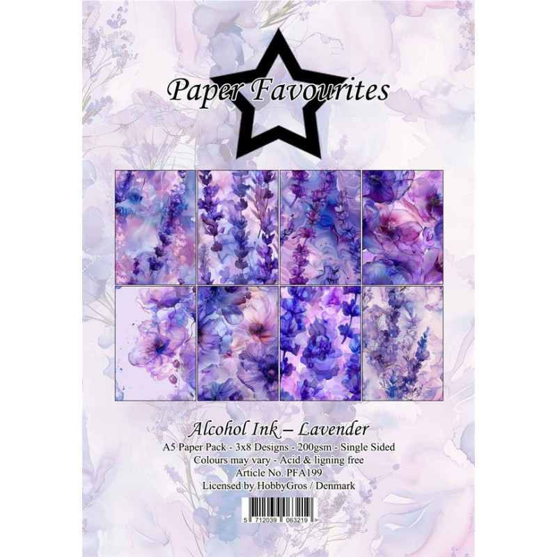 Paper Favourites - Papirpakke A5 - Alcohol Ink Lavender - PFA199