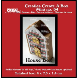 CREAlies - Create A Box - Flat Box House With Door, Window And Snow Mini - CCABM34