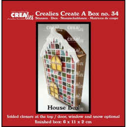 CREAlies - Create A Box - Flat Box House With Door, Window And Snow Medium - CCAB34
