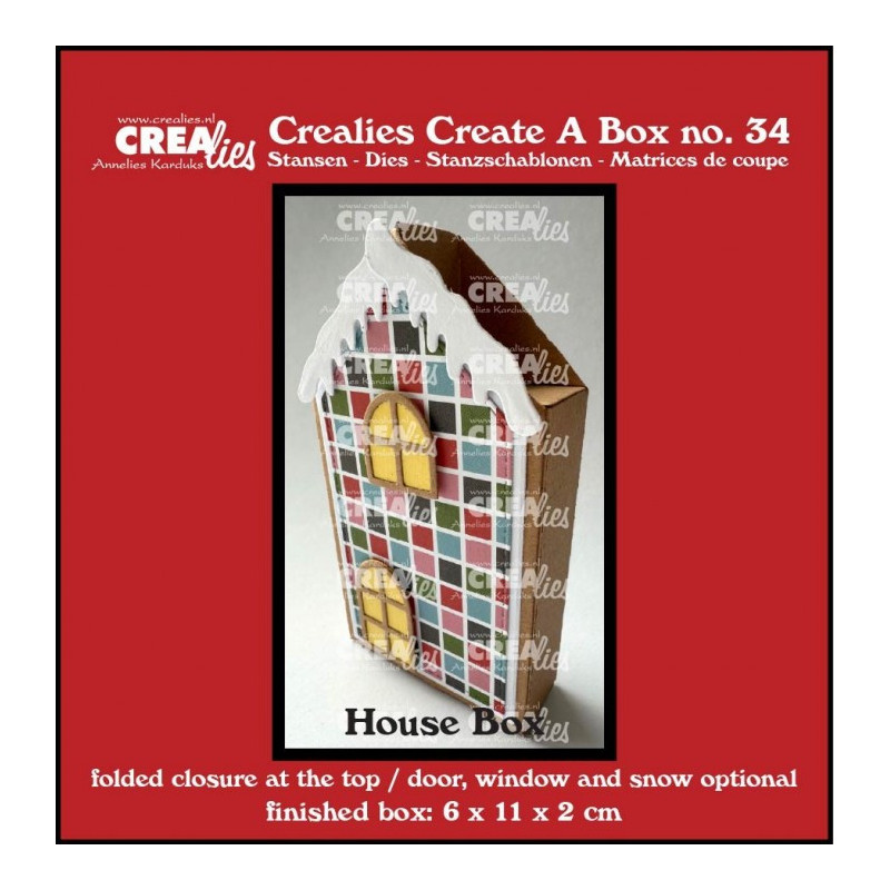 CREAlies - Create A Box - Flat Box House With Door, Window And Snow Medium - CCAB34