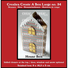 CREAlies - Create A Box - Flat Box House With Door, Window And Snow Large - CCABL34