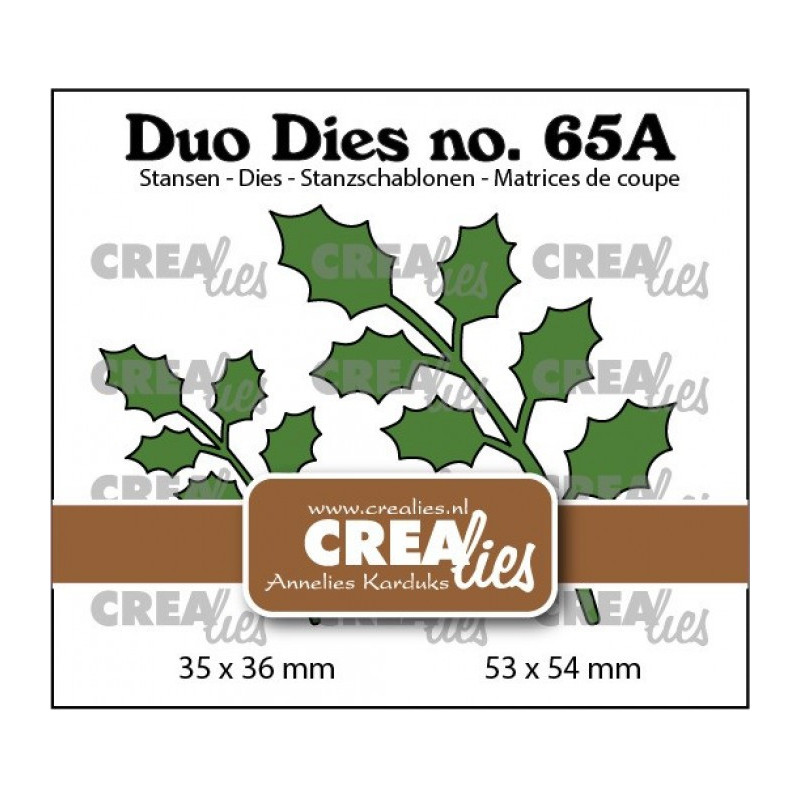 CREAlies - Duo Dies - Holly Leaves Mirror Image - CLDD65a