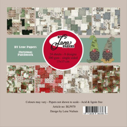 By Lene - Papirpakke 15x15 - Christmas Patchwork - BLP070