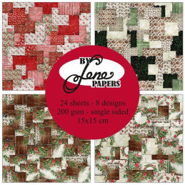 By Lene - Papirpakke 15x15 - Christmas Patchwork - BLP070