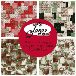 By Lene - Papirpakke 30x30 - Christmas Patchwork - BLP370