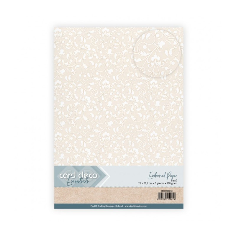 Card Deco Essentials - Embossed Paper - Graceful Vines - Sand