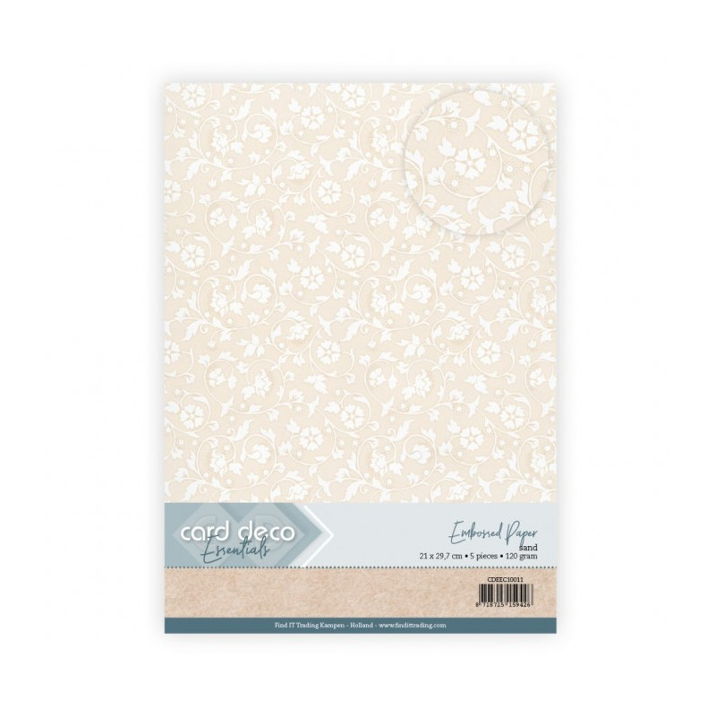 Card Deco Essentials - Embossed Paper - Floral Whispers - Sand