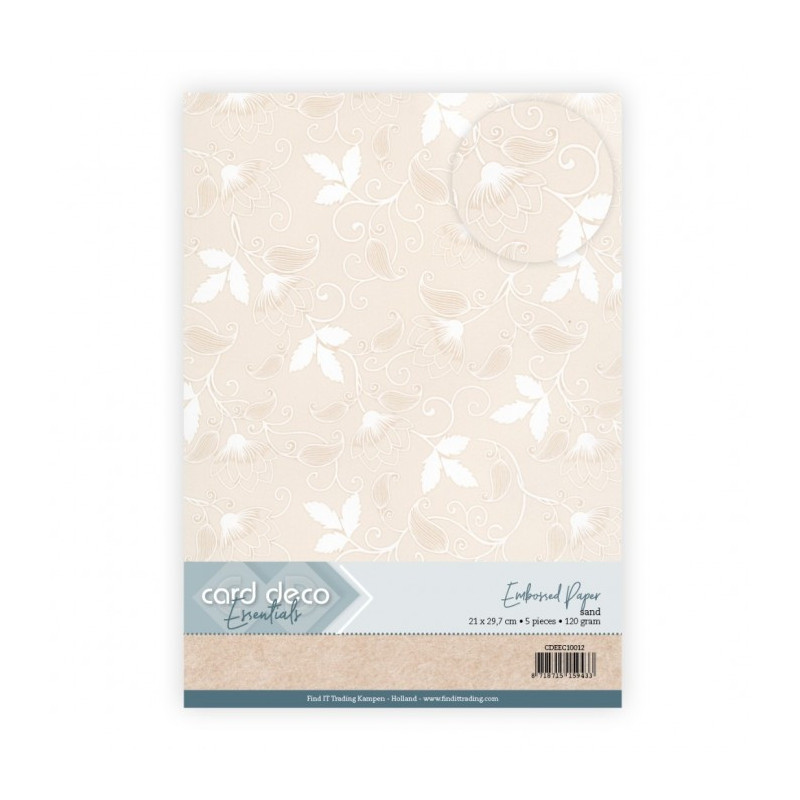 Card Deco Essentials - Embossed Paper - Blooming Elegance - Sand
