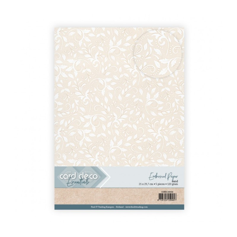 Card Deco Essentials - Embossed Paper - Leafy Lace - Sand