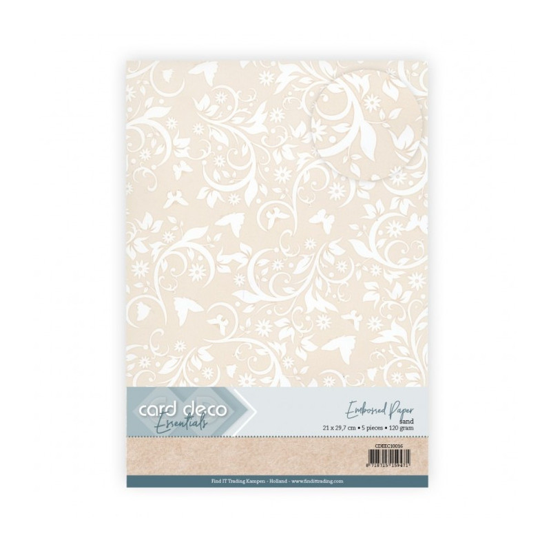 Card Deco Essentials - Embossed Paper - Butterfly Garden - Sand