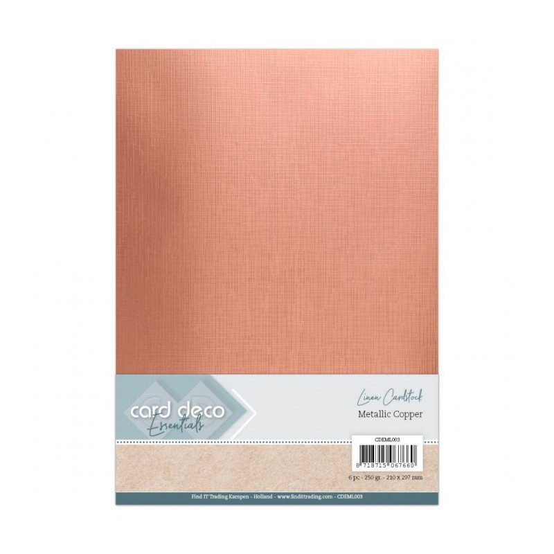 Card Deco Essentials - Metallic Linen Cardstock - Copper